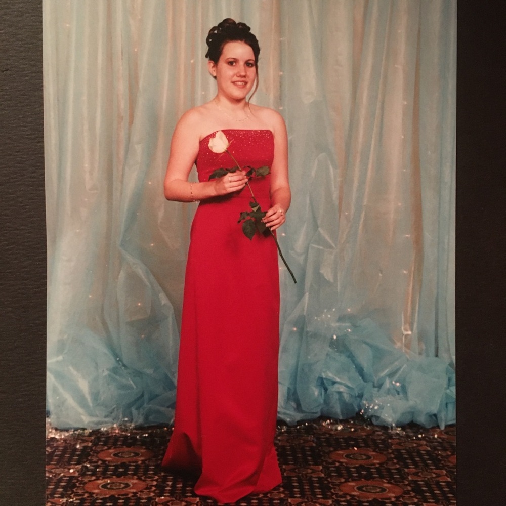 Red Rhinestoned Junior Prom Gown